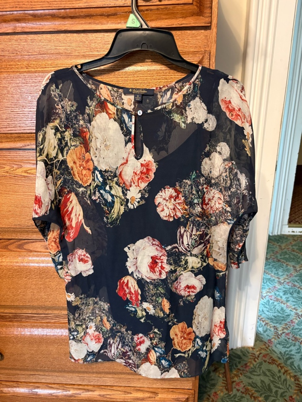 Brooks Brothers Navy Floral Blouse